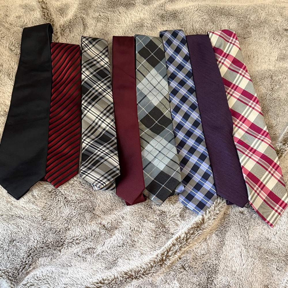 Express Men's Tie Set - Black, Red, Gray, Blue, Purple